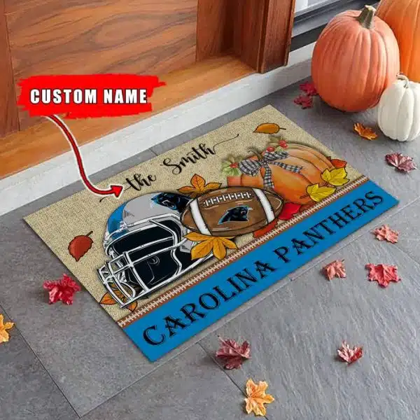 25-Carolina Panthers Fall Football Doormat – Custom name