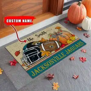 15-Jacksonville Jaguars Fall Football Doormat – Custom name