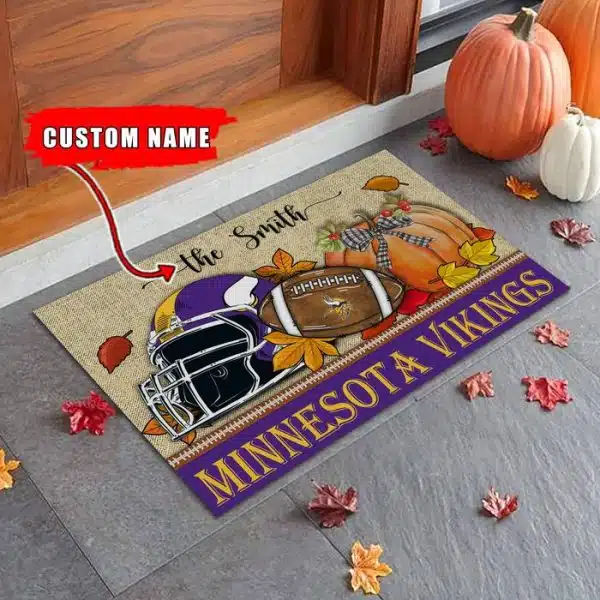 18-Minnesota Vikings Fall Football Doormat – Custom name
