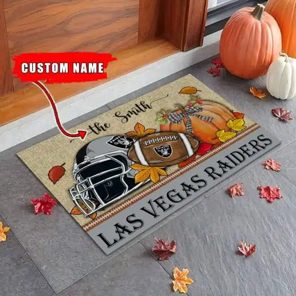 23-Las Vegas Raiders Fall Football Doormat – Custom name