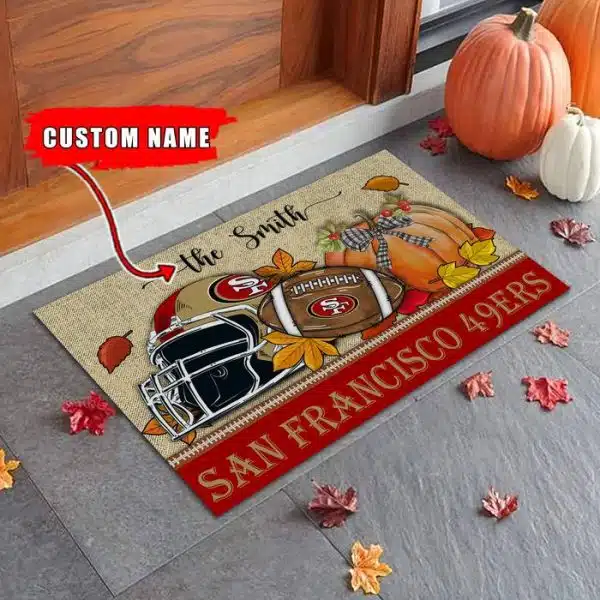 07-San Francisco 49ers Fall Football Doormat – Custom name