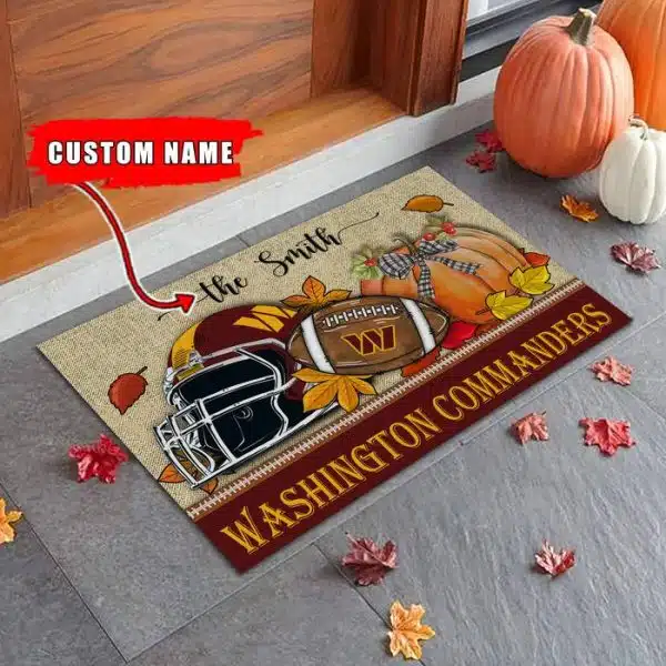 32-Washington Commanders Fall Football Doormat – Custom name