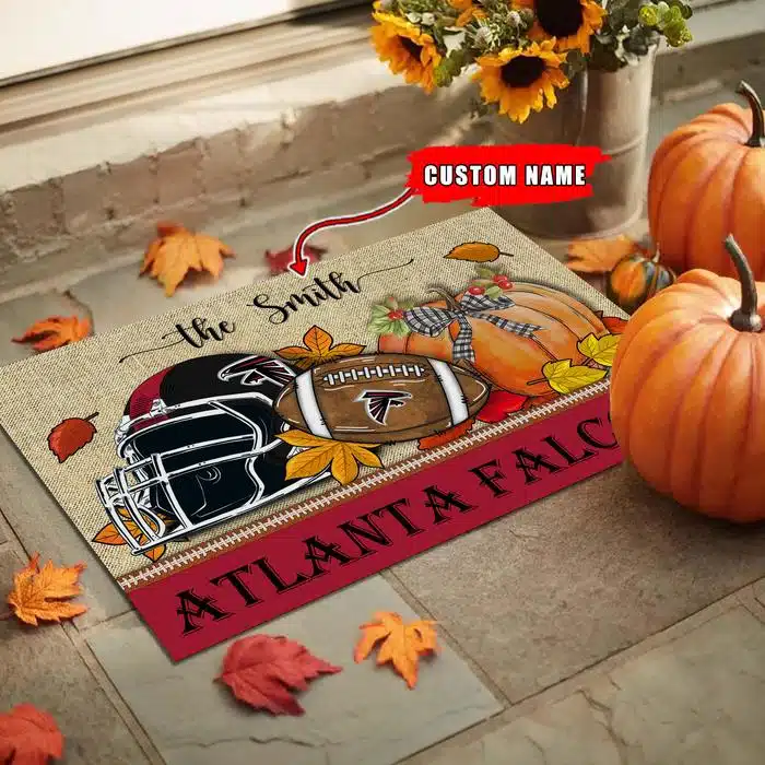 34-Atlanta Falcons Fall Football Doormat – Custom name - Image 2