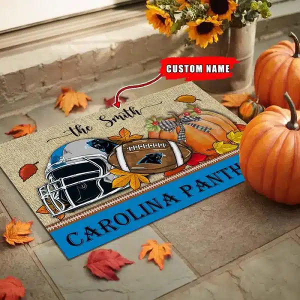 25-Carolina Panthers Fall Football Doormat – Custom name - Image 2