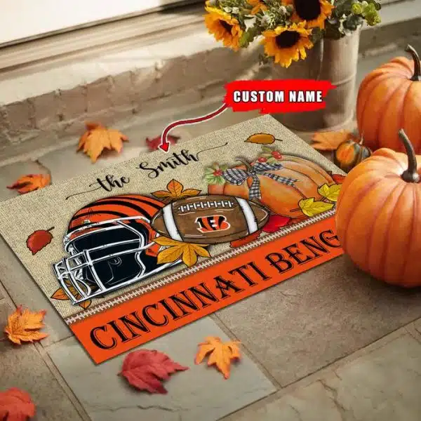 28-Cincinnati Bengals Fall Football Doormat – Custom name - Image 2