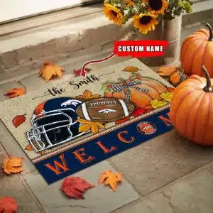 10-Denver Broncos Welcome Fall Football Doormat – Custom name
