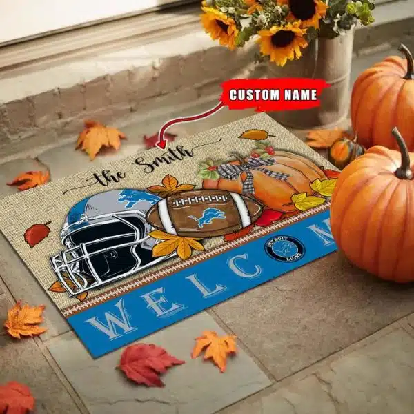 24-Detroit Lions Welcome Fall Football Doormat – Custom name