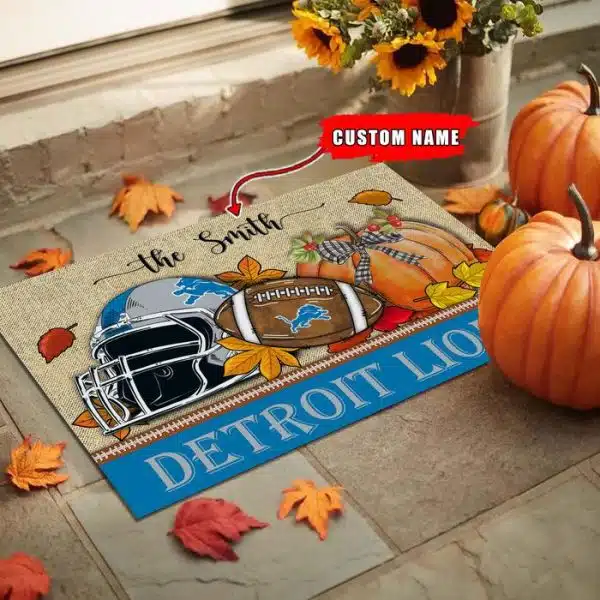 24-Detroit Lions Fall Football Doormat – Custom name - Image 2