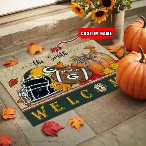 12-Green Bay Packers Welcome Fall Football Doormat – Custom name