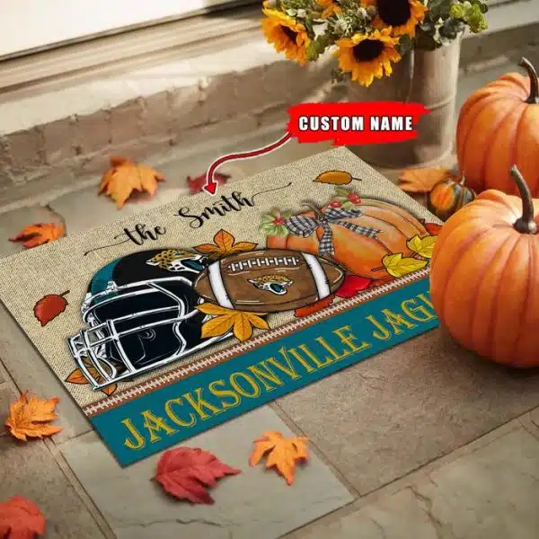 15-Jacksonville Jaguars Fall Football Doormat – Custom name - Image 2