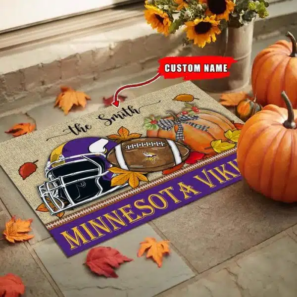 18-Minnesota Vikings Fall Football Doormat – Custom name - Image 2