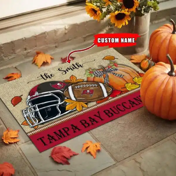 30-Tampa Bay Buccaneers Fall Football Doormat – Custom name - Image 2