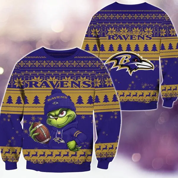 Baltimore Ravens Christmas The Grinch Knitted Sweater
