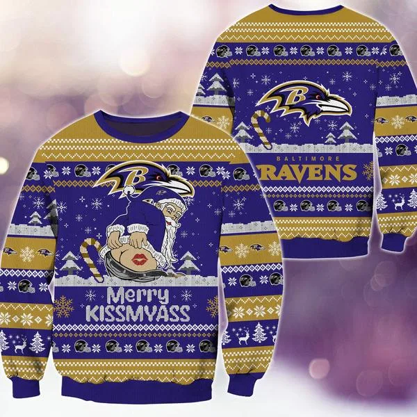 Baltimore Ravens Merrykissmyass Knitted Sweater
