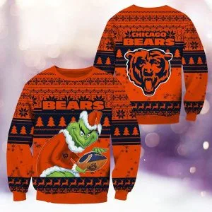 Chicago Bears Christmas Grinch Knitted Sweater