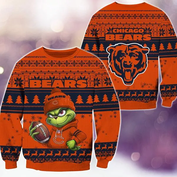 Chicago Bears Christmas The Grinch Knitted Sweater