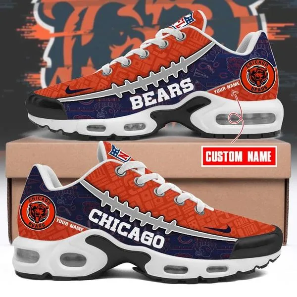 Chicago Bears NFL Pattern Swoosh Custom Name Air Cushion Sport Shoes