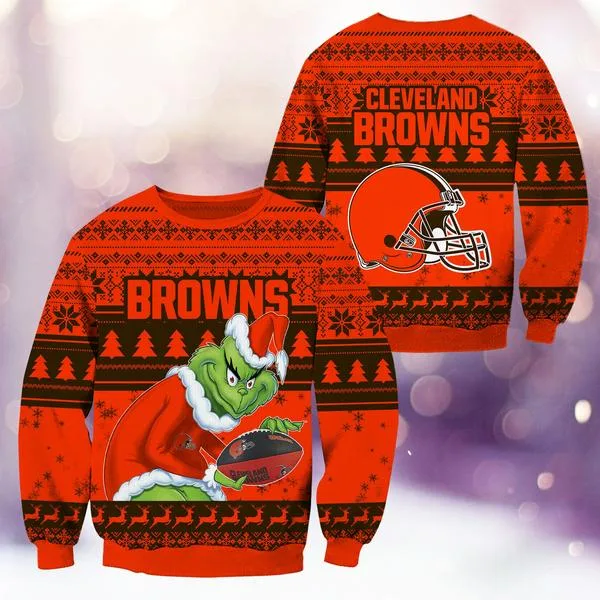 Cleveland Browns Christmas Grinch Knitted Sweater