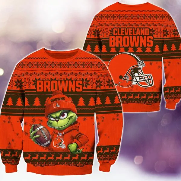 Cleveland Browns Christmas The Grinch Knitted Sweater