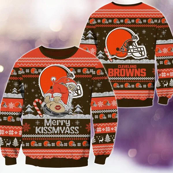 Cleveland Browns Merrykissmyass Knitted Sweater