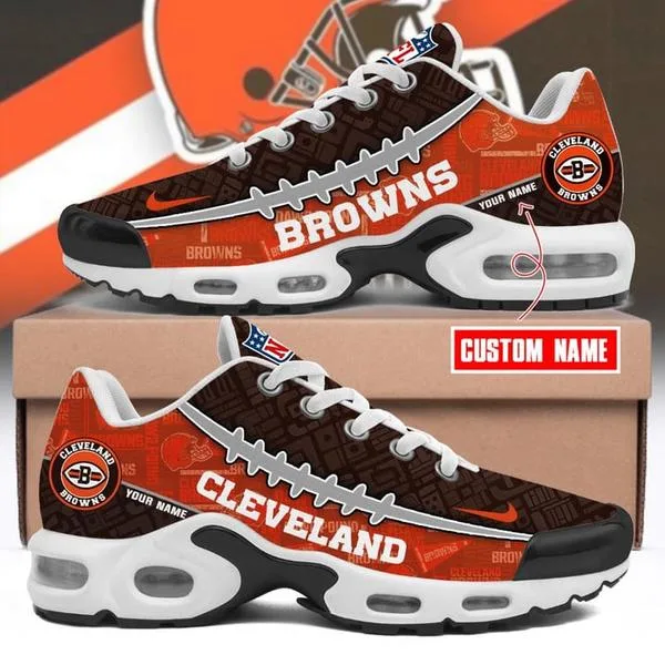 Cleveland Browns  NFL Pattern Swoosh Custom Name Air Cushion Sport Shoes