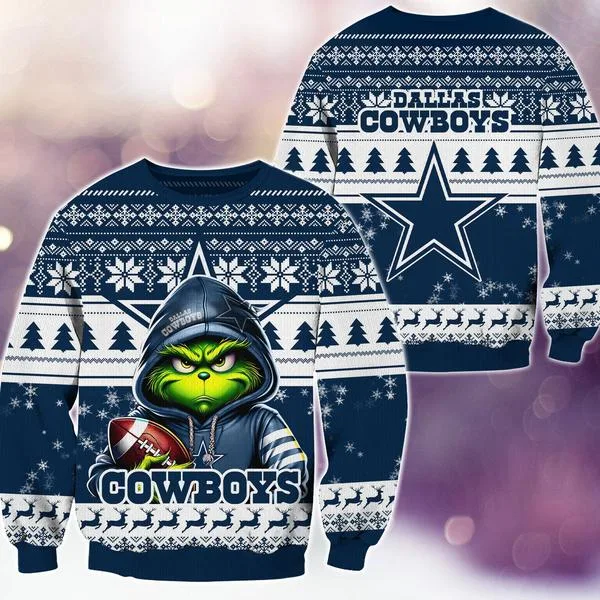 Dallas Cowboys Christmas Grinch M2 Knitted Sweater