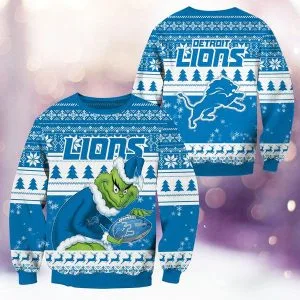 Detroit Lions Christmas Grinch Knitted Sweater