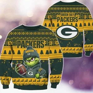 Green Bay Packers Christmas The Grinch Knitted Sweater
