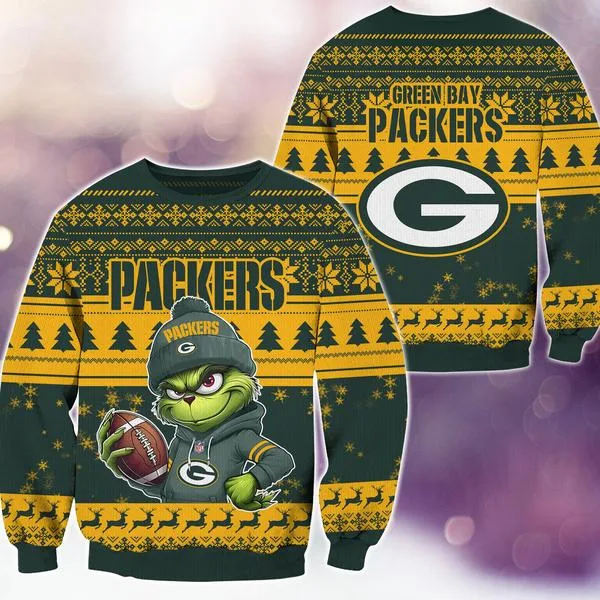 Green Bay Packers Christmas The Grinch Knitted Sweater