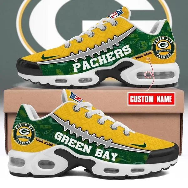 Green Bay Packers  NFL Pattern Swoosh Custom Name Air Cushion Sport Shoes