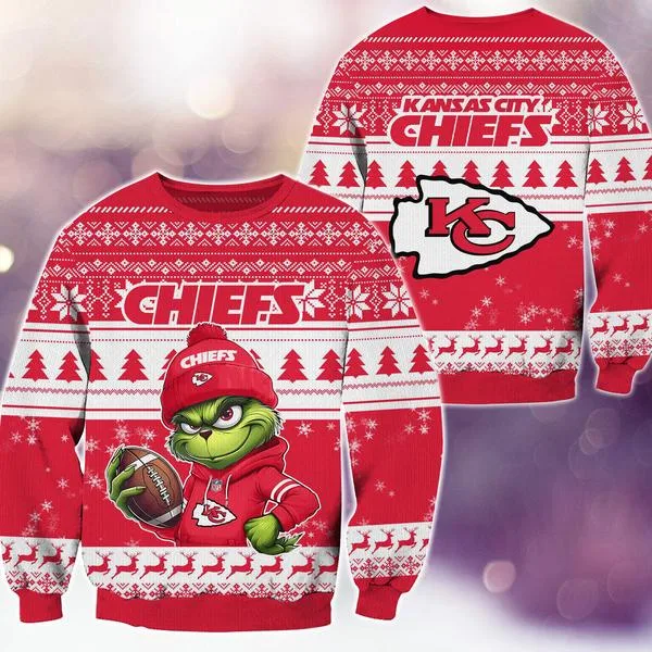 Kansas City Chiefs Christmas The Grinch Knitted Sweater