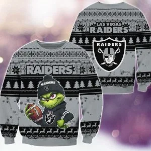 Las Vegas Raiders Christmas The Grinch Knitted Sweater
