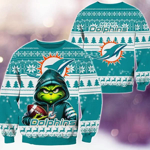 Miami Dolphins Christmas Grinch M2 Knitted Sweater
