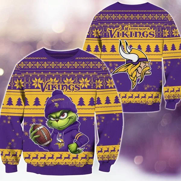 Minnesota Vikings Christmas The Grinch Knitted Sweater