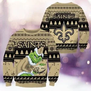 New Orleans Saints Christmas Grinch Knitted Sweater