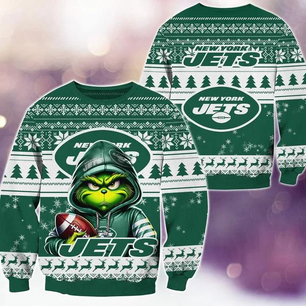 New York Jets Christmas Grinch M2 Knitted Sweater