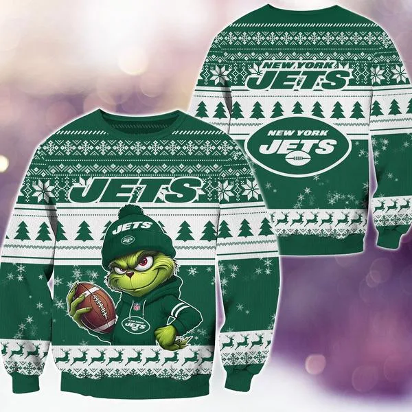 New York Jets Christmas The Grinch Knitted Sweater