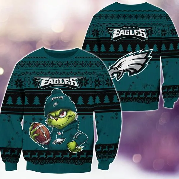 Philadelphia Eagles Christmas The Grinch Knitted Sweater