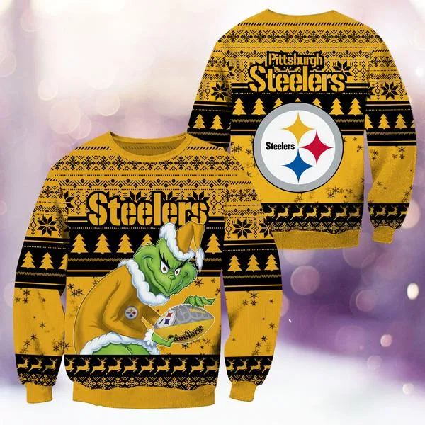 Pittsburgh Steelers Christmas Grinch Knitted Sweater