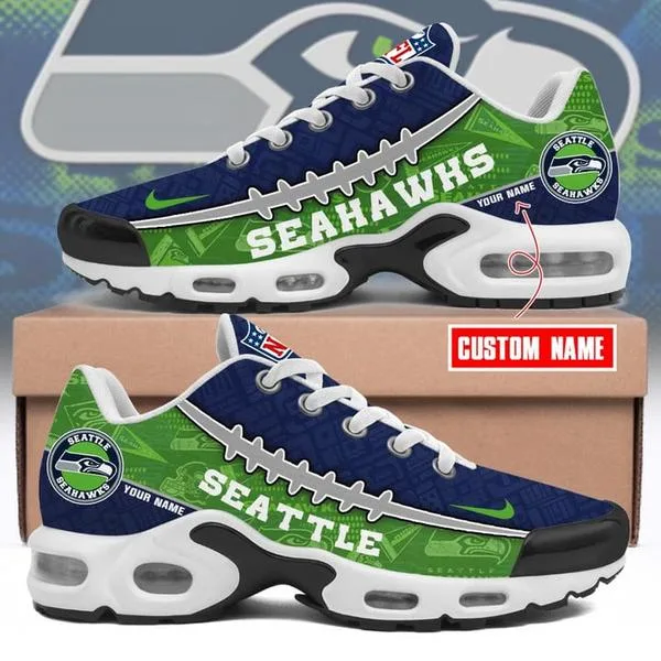 Seattle Seahawks  NFL Pattern Swoosh Custom Name Air Cushion Sport Shoes