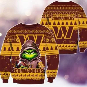 Washington Commanders Christmas Grinch M2 Knitted Sweater
