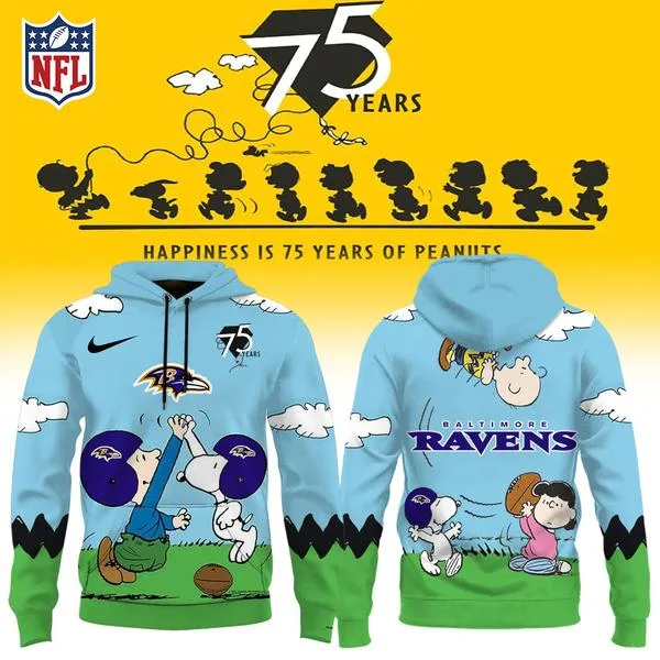 Baltimore Ravens X Snoopy Peanuts’ 75th Anniversary Hoodie