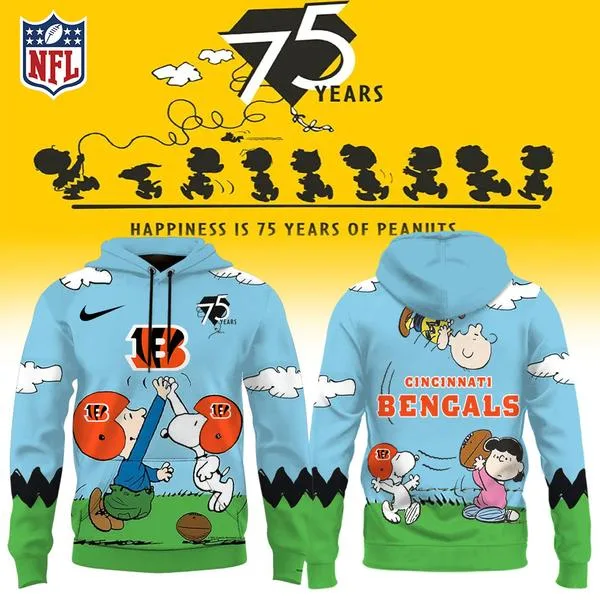 Cincinnati Bengals X Snoopy Peanuts’ 75th Anniversary Hoodie