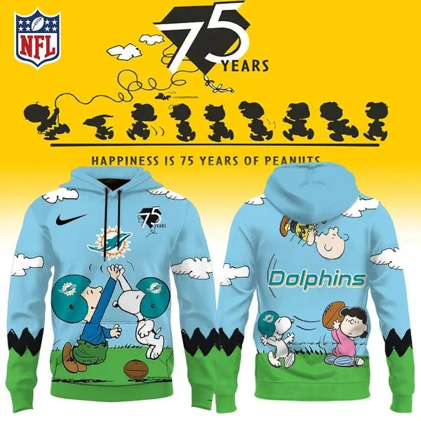Miami Dolphins X Snoopy Peanuts’ 75th Anniversary Hoodie
