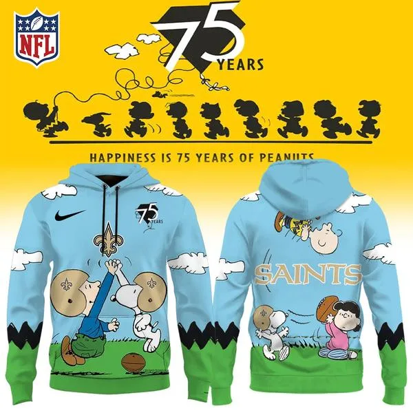 New Orleans Saints X Snoopy Peanuts’ 75th Anniversary Hoodie