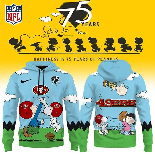 San Francisco 49ers X Snoopy Peanuts’ 75th Anniversary Hoodie