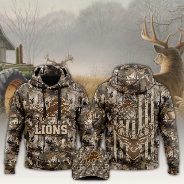 Detroit Lions x Hunting 2025 Hoodie Limited Editions V4