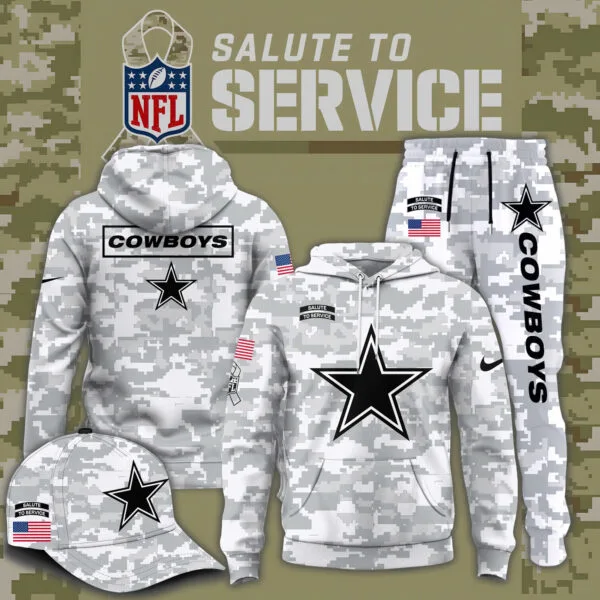 Dallas Cowboys 2025 Salute to Service Club Fleece Pullover Arctic Camo Hoodie