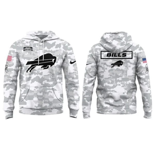 Buffalo Bills 2025 Salute to Service Club Fleece Pullover Arctic Camo Hoodie - Image 2