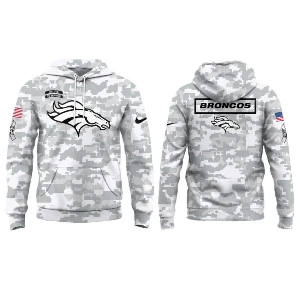 Denver Broncos 2025 Salute to Service Club Fleece Pullover Arctic Camo Hoodie - Image 2